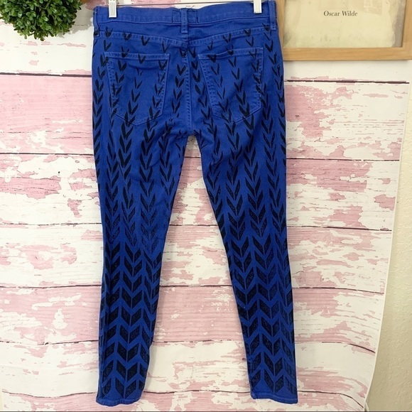 CURRENT ELLIOTT Blue Cobalt Chevron Pattern The Ankle Skinny Jeans size 27 - Picture 3 of 6